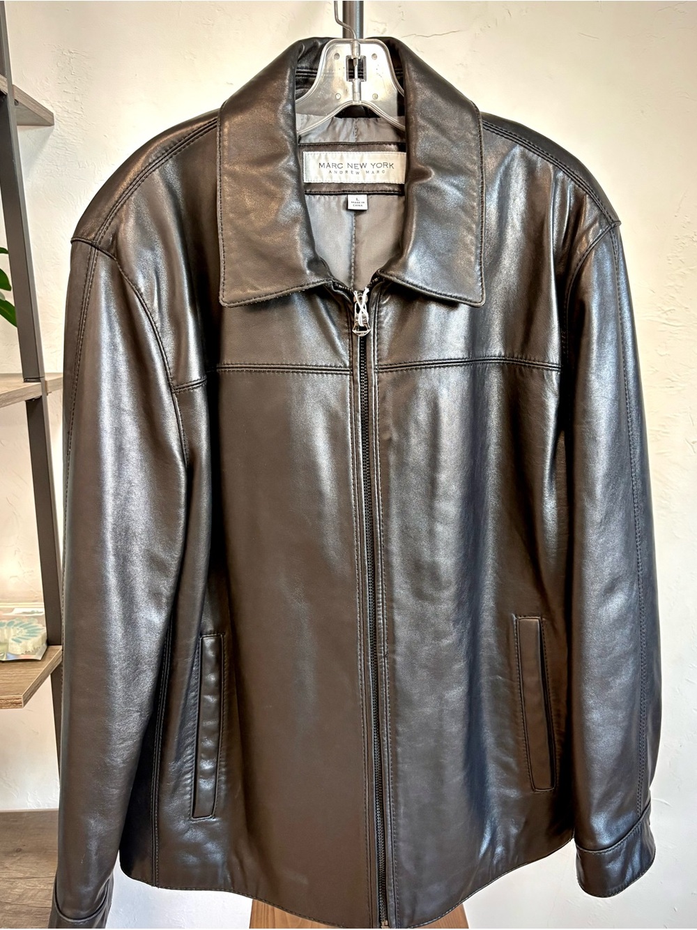 Marc New York Dark Brown Leather Zip Jacket - Picture 1 of 3